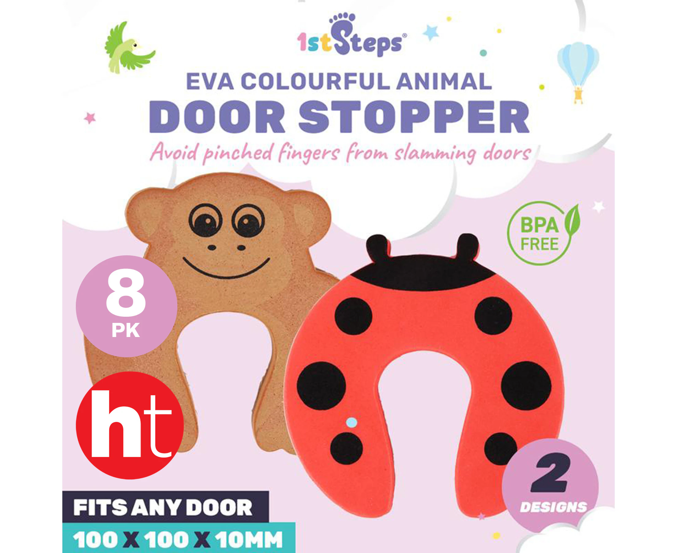 [8PK] 1st Step Door Stopper, EVA Animal Shape Monkey & Beetle, BPA Free, Safe And Non-Toxic Material, Durable, Flexible & Non-Slip, Easily Applied & Remove