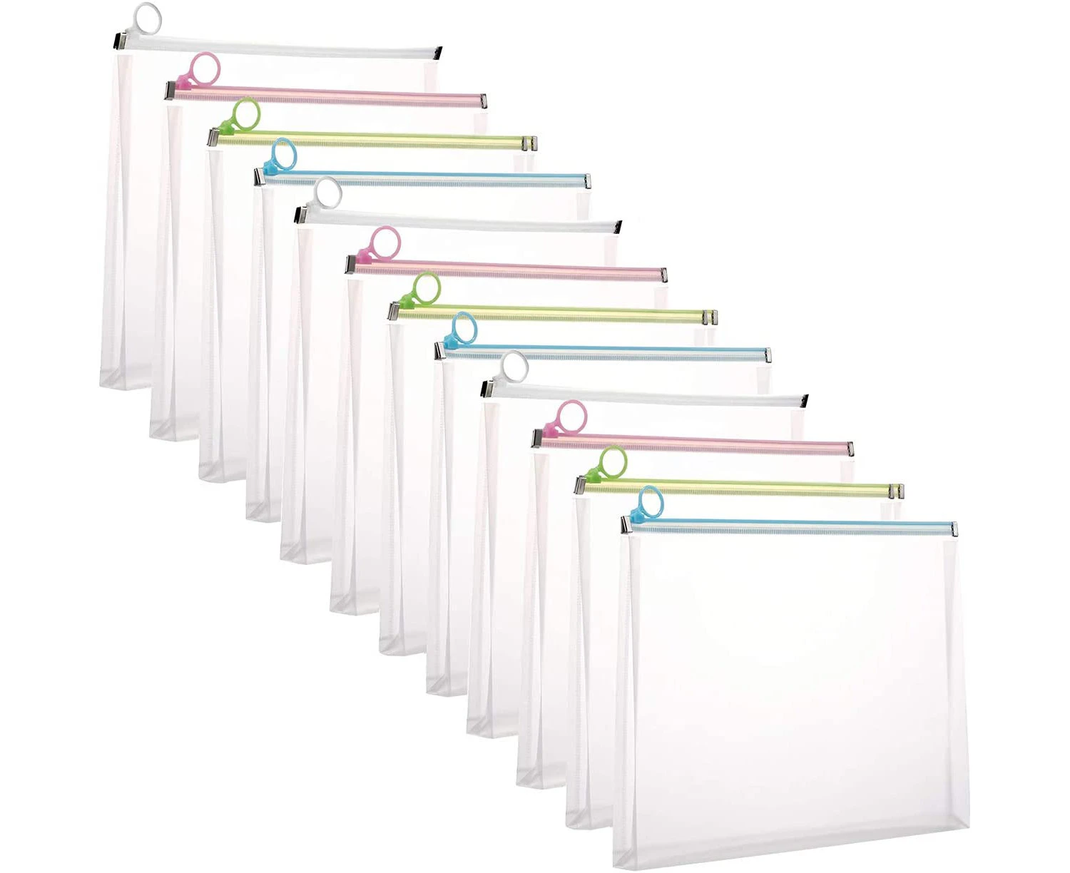 9x12 Clear Zip Plastic Envelopes File Document Paper Holder Pack of 12