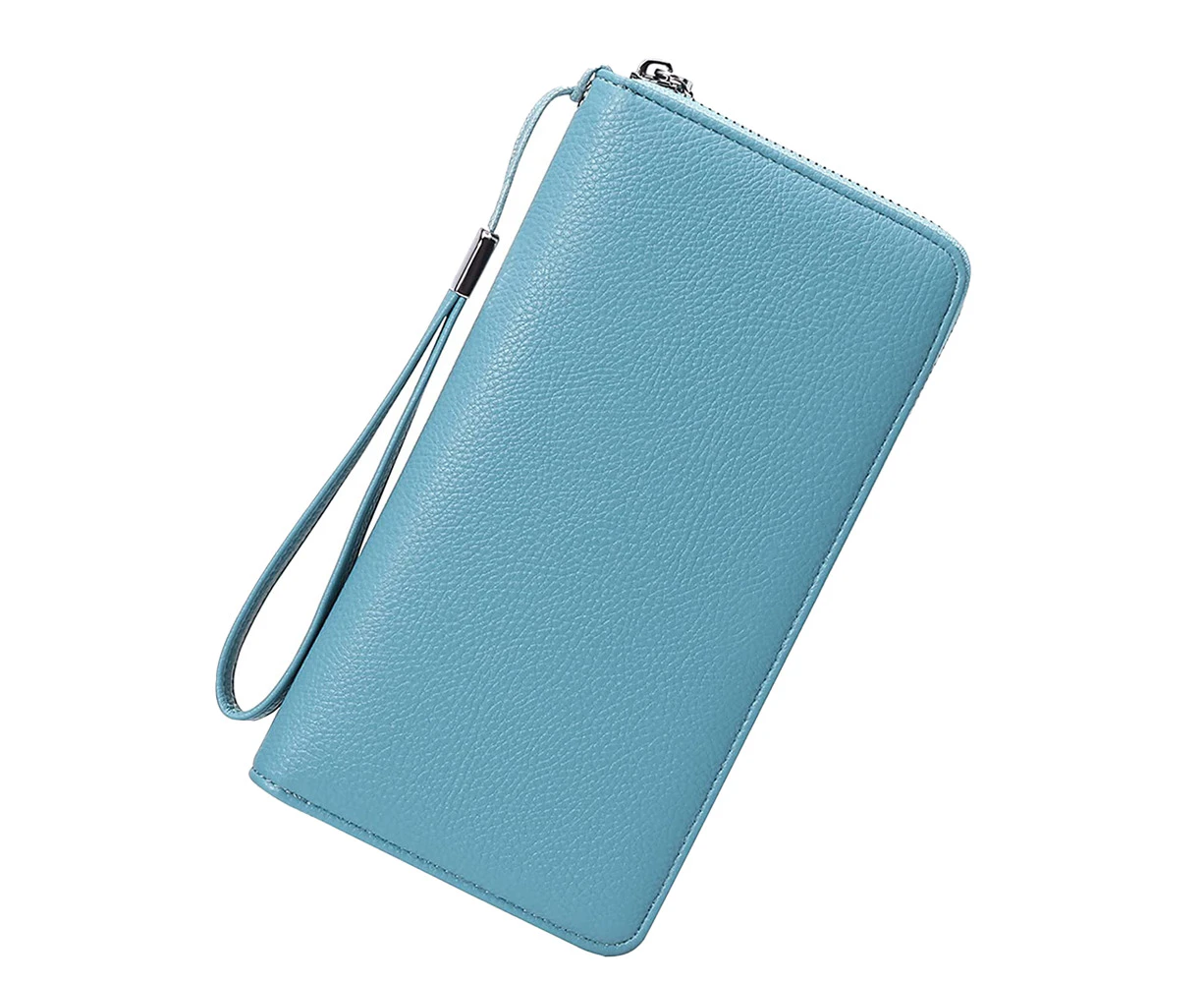 Leather Wallets for Women RFID Blocking Zip Around Credit Card Holder Phone Wristlet Clutch