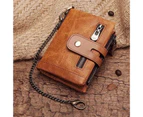 Practical Safe Buckle Wallet Individual Grids Large Capacity Cowhide Fashion Wallet for Man Brown