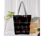 aerkesd Shoulder Bag Heart Print Storage Open Reusable Wear-resistant Shopping Bag for Daily Life-2
