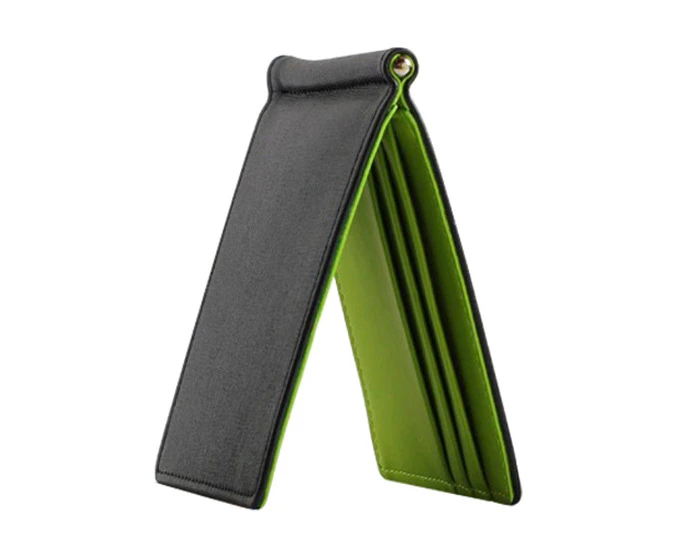 SunnyHouse Unisex Ultra-Thin Magic Money Clip Faux Leather Card Holder Bifold Mini Wallet - Green