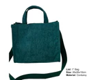 aerkesd Shoulder Bag Solid Color Storage Corduroy Korean Style Multipurpose Crossbody Bag for Daily Life-Green - Green
