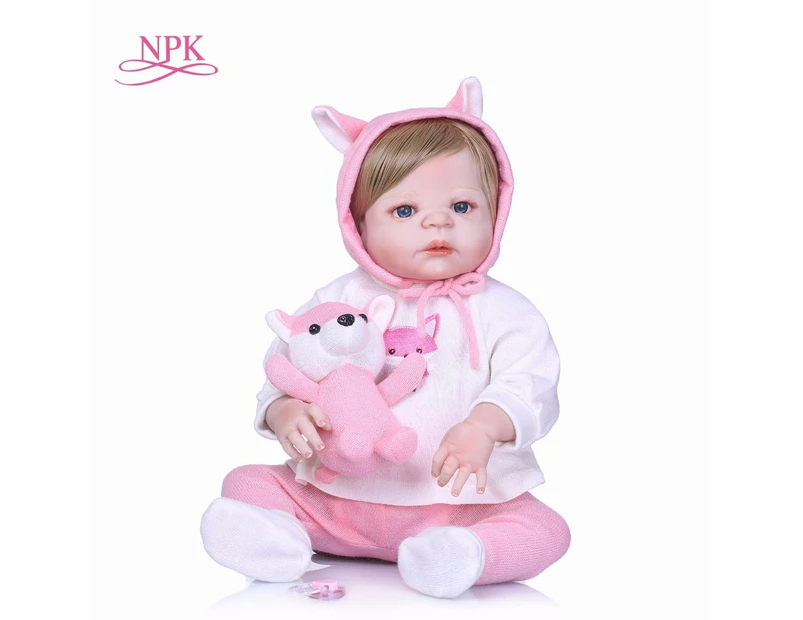 NPK 23'' Lifelike Reborn Baby Dolls pink sweater Babies Doll Full Vinyl Body So Truly Girl Model Doll For Toddler bebe Toy Gifts