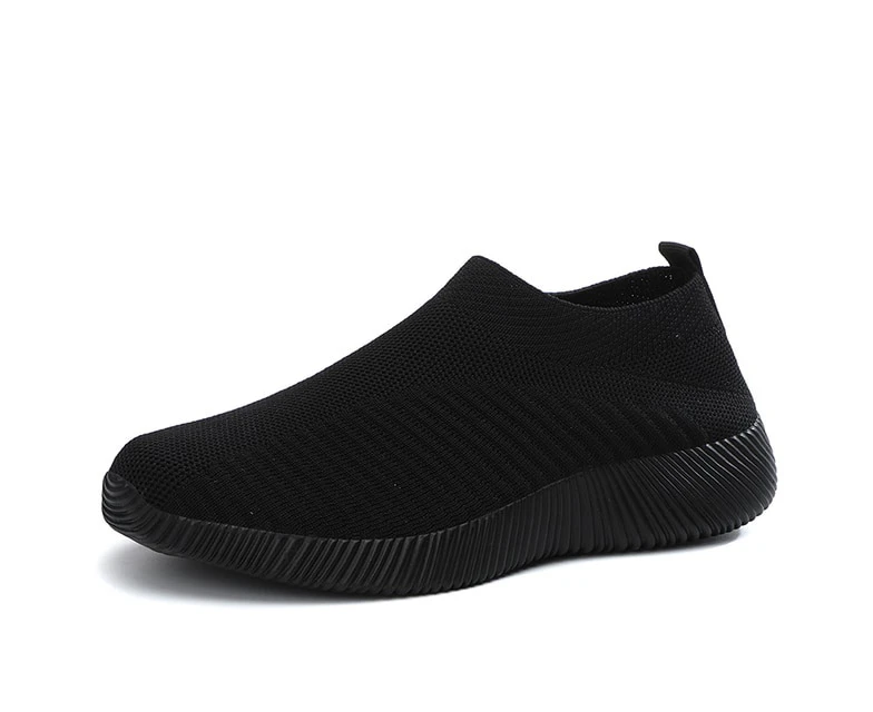 Women Shoes Fabric High Quality Breathable Sneakers - Black - Black