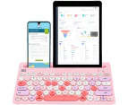 Wireless Keyboard Multi-Device, Bluetooth and 2.4G Dual Mode, Switch To 3 Devices for Cellphone, Tablet, PC, Smart TV, IOS Android Windows, Pink