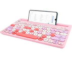 Wireless Keyboard Multi-Device, Bluetooth and 2.4G Dual Mode, Switch To 3 Devices for Cellphone, Tablet, PC, Smart TV, IOS Android Windows, Pink