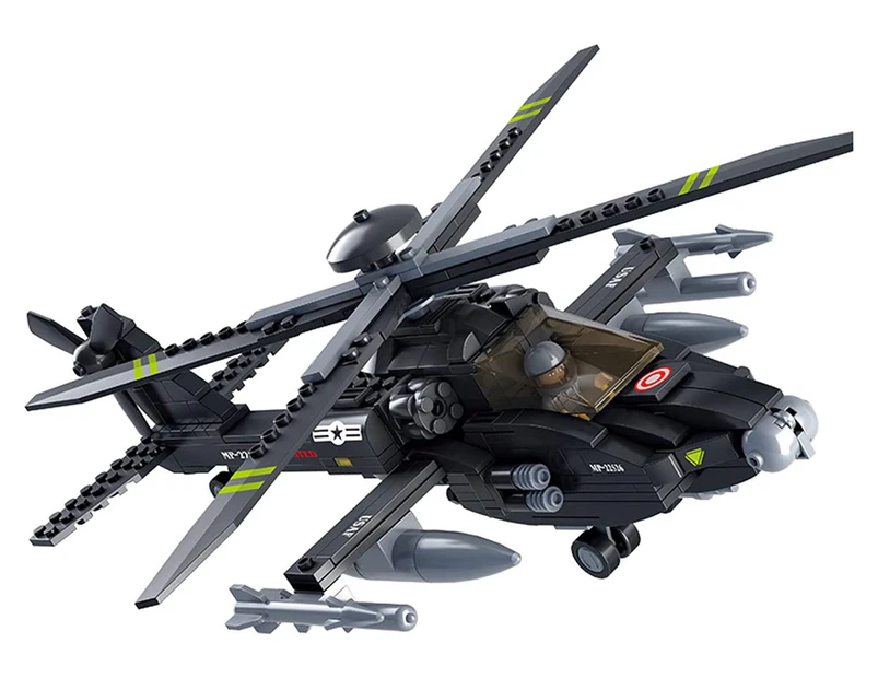 Military Blocks Army Bricks Toy - Ah-64 Apache Helicopter