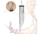 Outdoor Wind Chimes, 90cm Memorial Wind Chimes with Hooks, 18 Aluminum Alloy Tubes Wind Bell with Wood Design-Silver