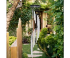 Outdoor Wind Chimes, 90cm Memorial Wind Chimes with Hooks, 18 Aluminum Alloy Tubes Wind Bell with Wood Design-Silver