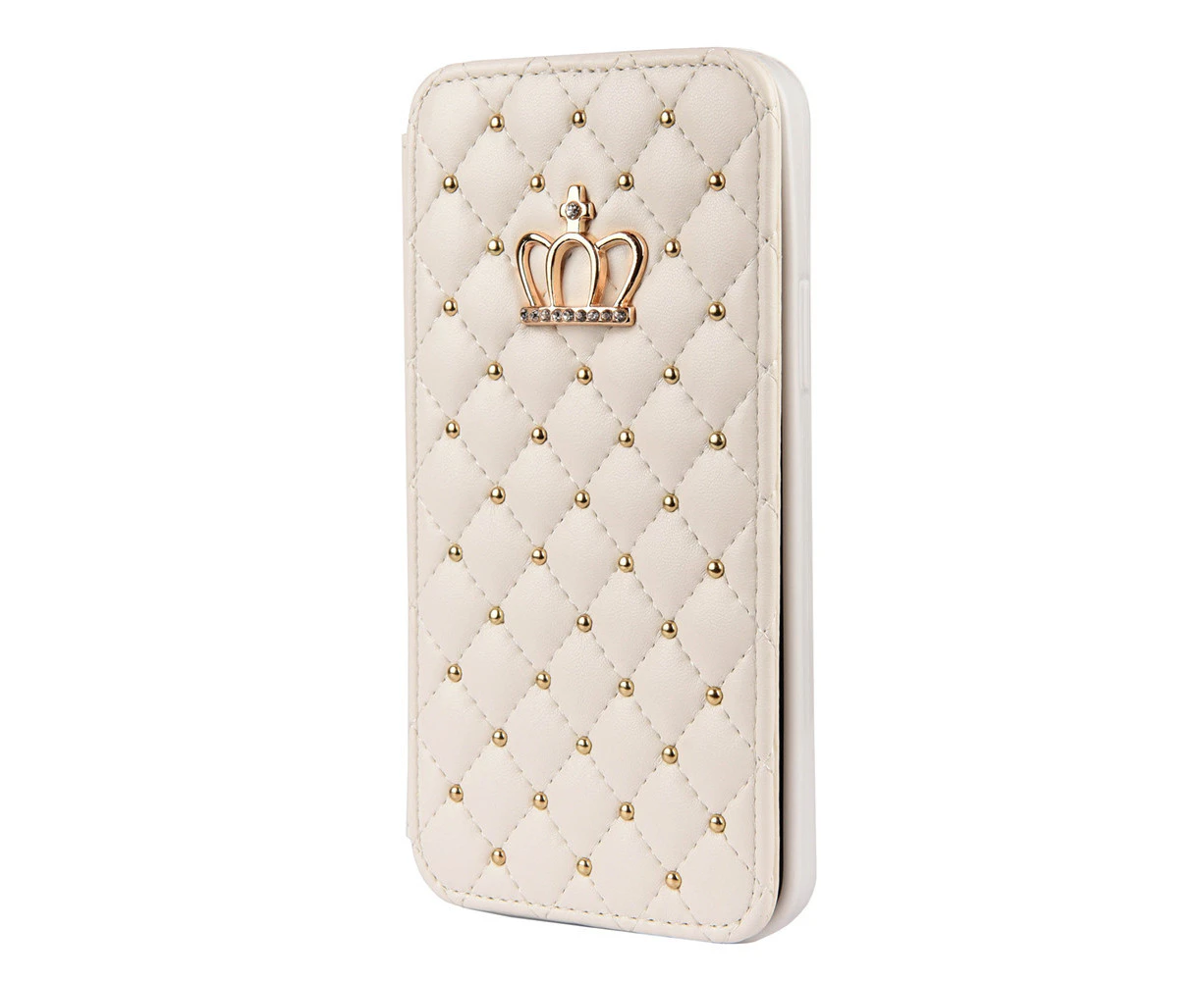 PU Leather Case For iPhone X Luxury Jewelled Crown Wallet Flip Phone Cover