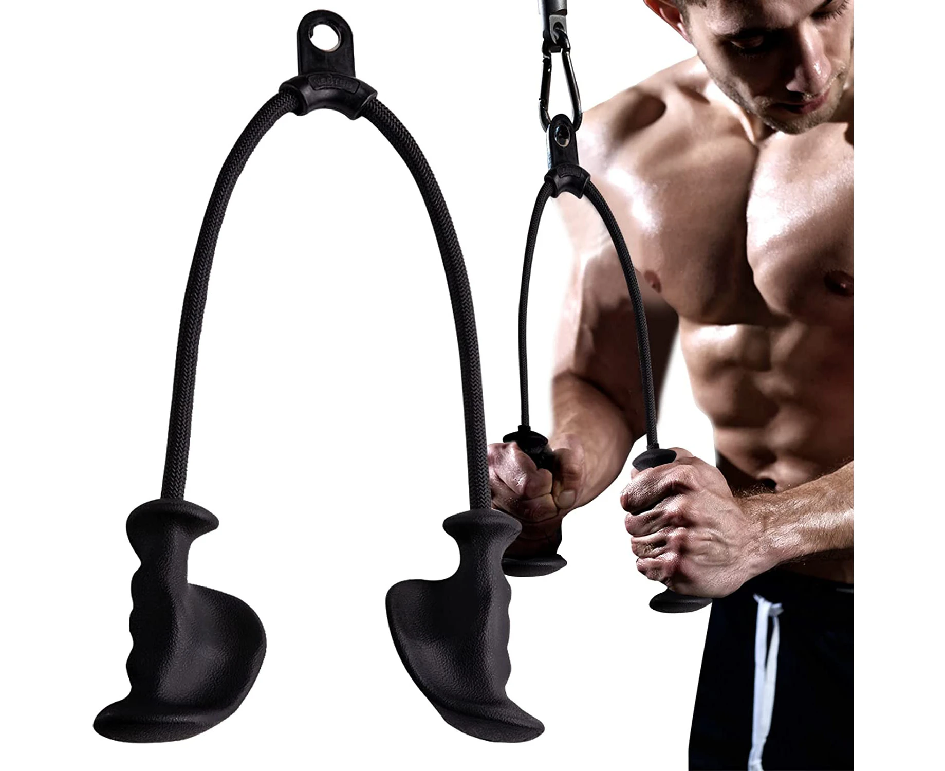 Ergonomic Triceps Rope Pull Down With Anti-Slippery Natural Rubber Grip For Activating More Muscle Rowing Accessory