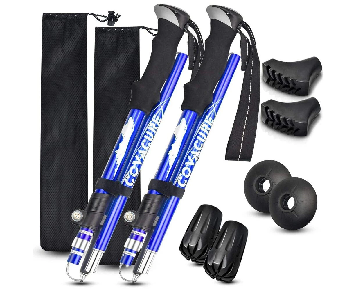 2pcs Trekking Poles Collapsible Hiking Poles - Aluminum Alloy Trekking Sticks with Quick Lock System, Telescopic