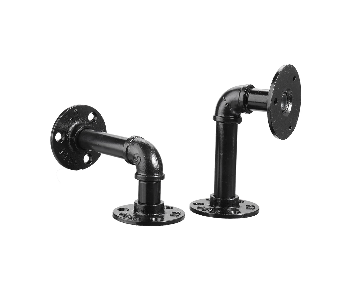 2Pcs 120mm Black Iron Industrial Rustic Pipe Racks Wall Shelf Brackets Mount Fittings Holder Support Shelves