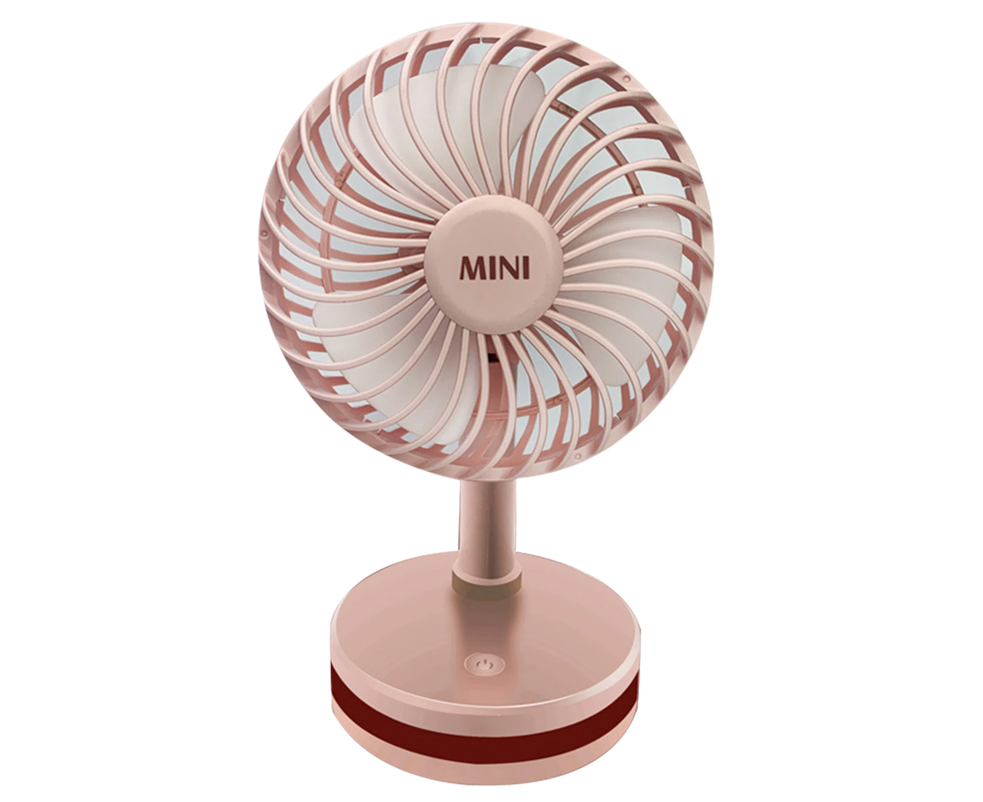 1 Set 500mAh USB Rechargeable 3 Speeds Desk Fan Non-slip Stable Base Easy to Carry Fast Cooling Ultra Quiet Mini Fan for Office - Pink