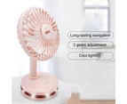 1 Set 500mAh USB Rechargeable 3 Speeds Desk Fan Non-slip Stable Base Easy to Carry Fast Cooling Ultra Quiet Mini Fan for Office - Pink