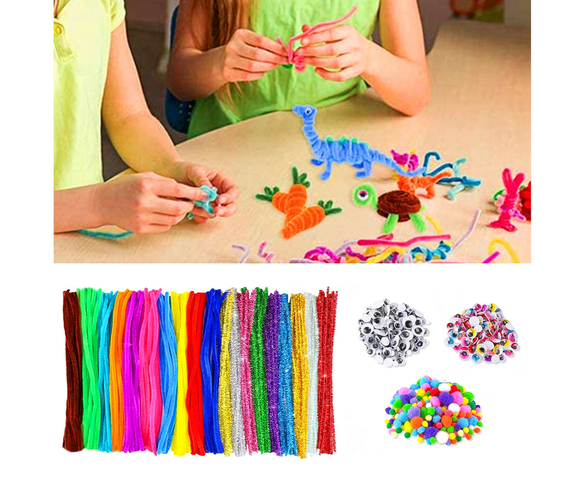 700Pcs/Set Crafts Creative Thinking Training Handmade Pipe Cleaners Crafting Kit for Kids-Random Color