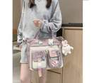Purple Tool Bag, Kawaii One Size Backpack for Girls Shoulder Tote Bag with Cute Accessories Pins Aesthetic Shoulder Bag School Bag Casual Handbag