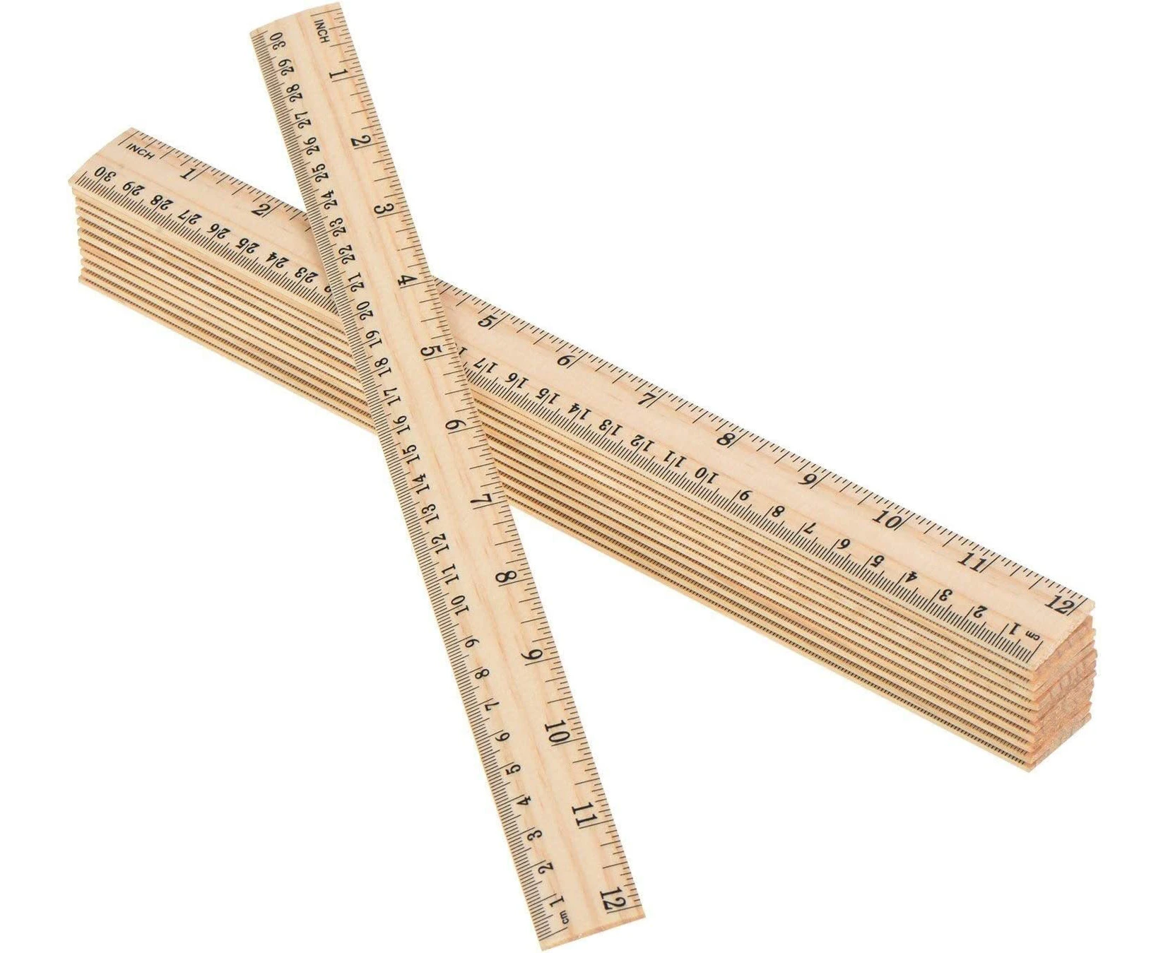 10 Pack Wooden Ruler 12 Inch Rulers Bulk Wood Measuring Ruler Office Ruler