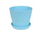 Flower Pot Thickened Wear-Resistant Easily Clean Solid Break-resistant Ventilated Bottom Round Planters Candy Color Mini Flowerpot for Garden-Blue