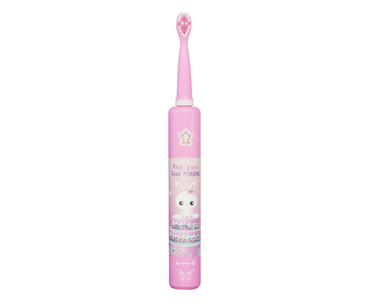 Children Kids Cartoon Waterproof Rechargeable Music Sonic Electric Toothbrush-Pink