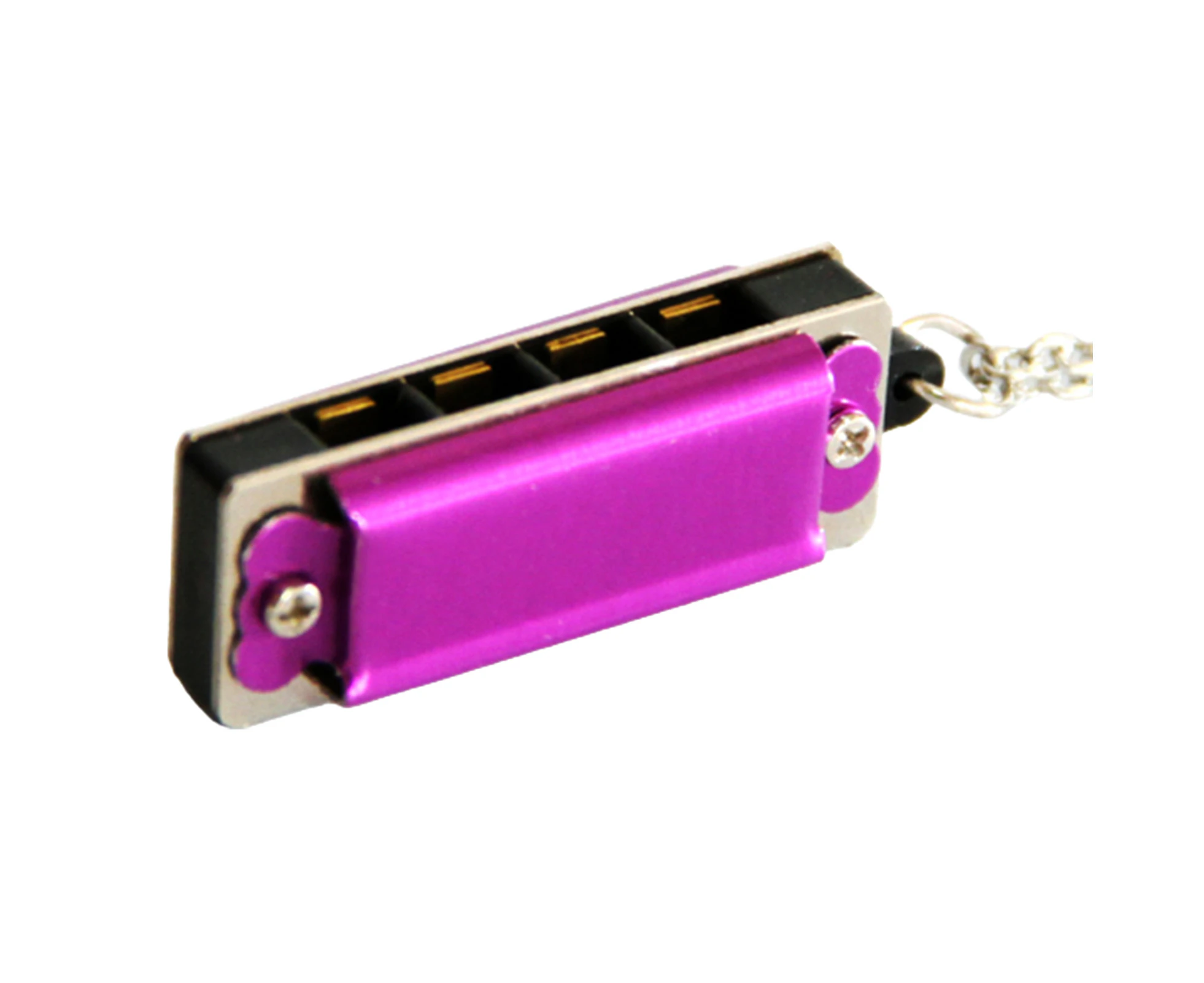 8 Tone 4 Holes Mini Harmonic Pendant Metal Musical Instrument Toys Harmonica Pendant for Gift - Purple