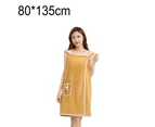 Off Shoulder Wearable Bath Towel Wrap Women Water Absorbent Beach Spa Gym Bathrobes Slip Dress khaki