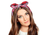 Christmas Headbands Red Plaid Headbands Snowflake Bow Bandana Retro Elastic Rabbit Ear Hairband