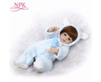 NPK 22inch newborn babies doll full silicone vinyl reborn dolls boy bebe Blue plush clothes Fashion Dolls Brown hair