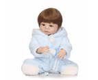 NPK 22inch newborn babies doll full silicone vinyl reborn dolls boy bebe Blue plush clothes Fashion Dolls Brown hair