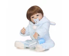 NPK 22inch newborn babies doll full silicone vinyl reborn dolls boy bebe Blue plush clothes Fashion Dolls Brown hair