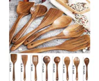 Wooden Spoons for Cooking,Nonstick Kitchen Utensil Set,Wooden Spoons Cooking Utensil Set Non Scratch Natural Teak Wooden Utensils for Cooking(Teak 8 Pack)