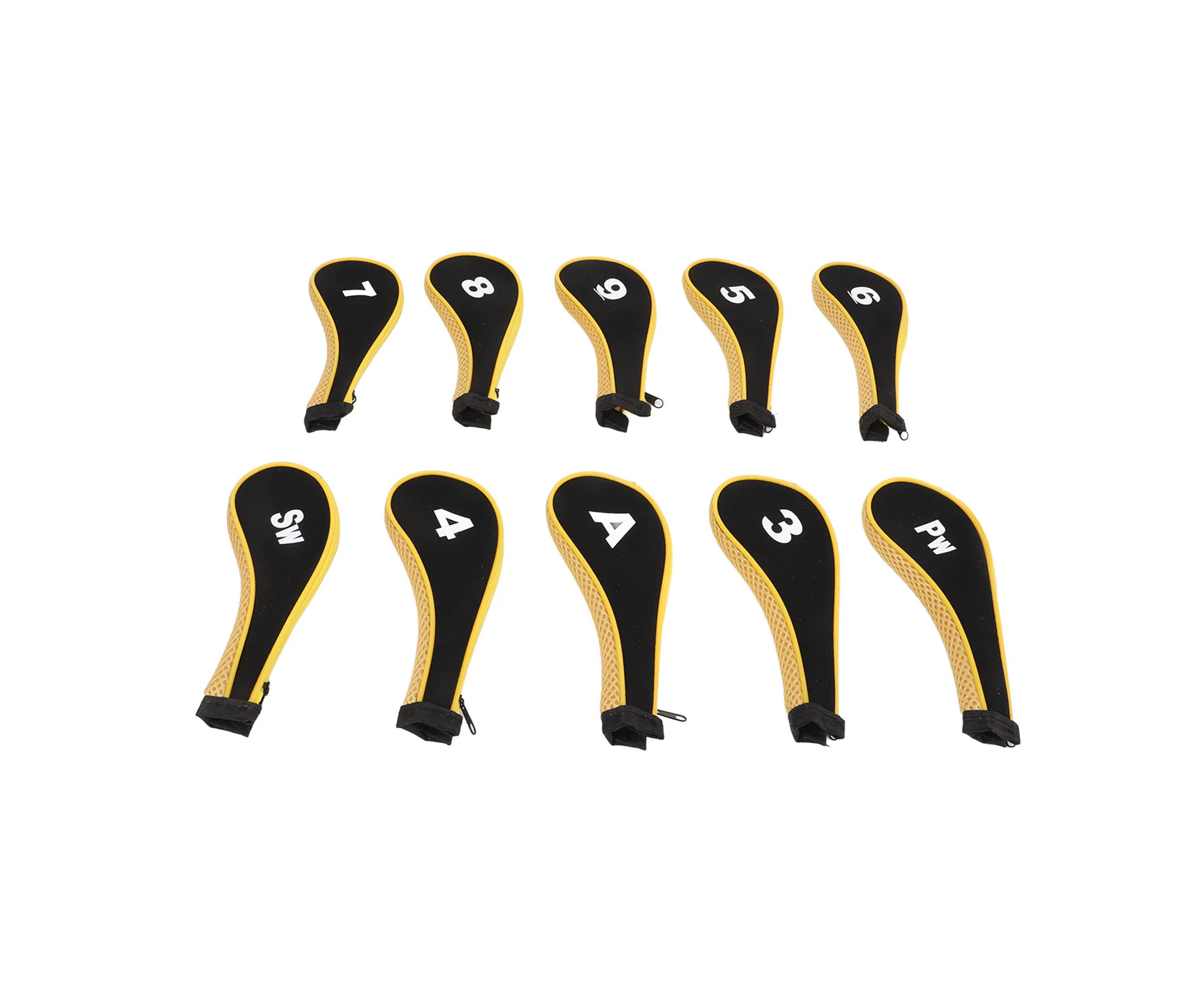 10 Pcs Golf Iron Head Cover Set With Zipper Golf Club Headcovers Fits Most Clubs Protective Golf Head Covers Yellow