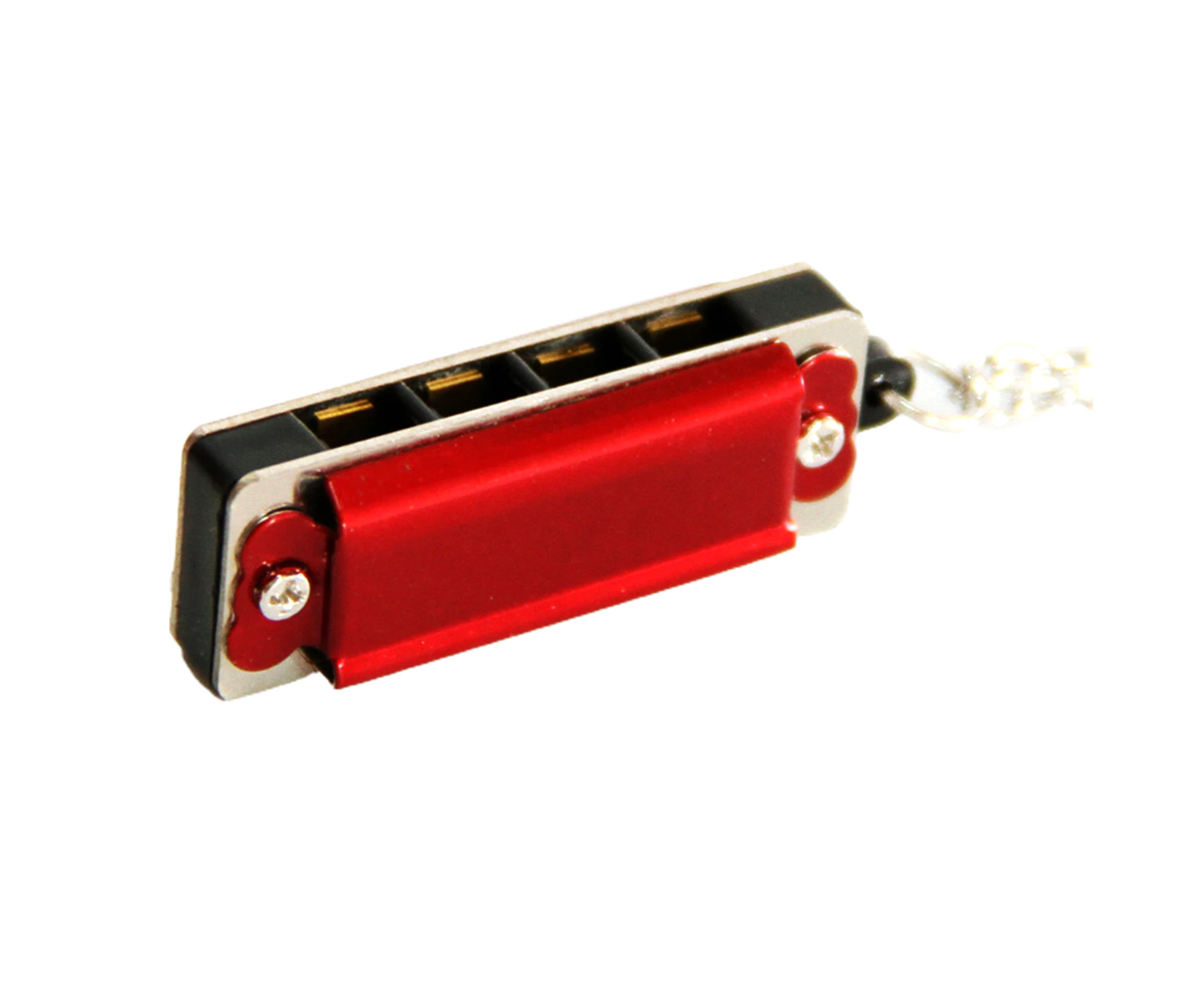 8 Tone 4 Holes Mini Harmonic Pendant Metal Musical Instrument Toys Harmonica Pendant for Gift - Wine Red