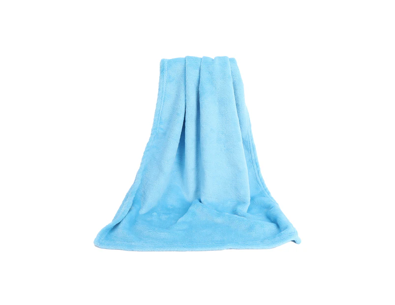 Coral Fleece Blankets Super Soft Shaggy Universal Solid-color Fleece Blankets for Sofa - Blue