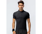 WeMeir Men's Slim Fit Quick Dry Golf Polo Shirts Short Sleeve Sports Polo Shirts for Men- Black