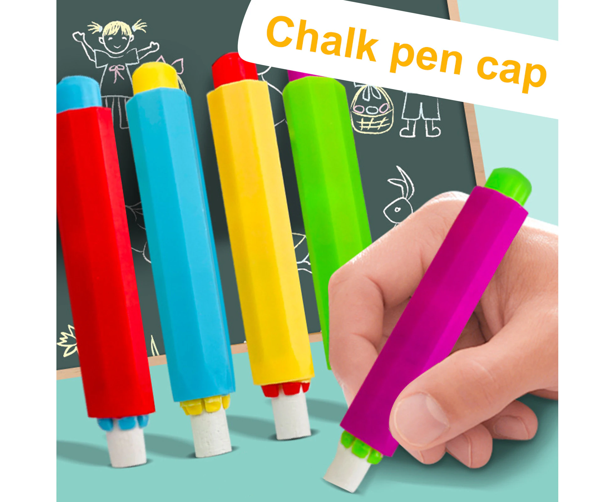 SunnyHouse 10Pcs Chalk Holders Adjustable Prevent Breakage Dust-proof Writing Plastic Teacher Chalk Pen Clips for School-Random Color