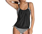 Women Sexy Stripes Two-Piece Tankini Swimsuit Bathing Suit Beach Swimwear