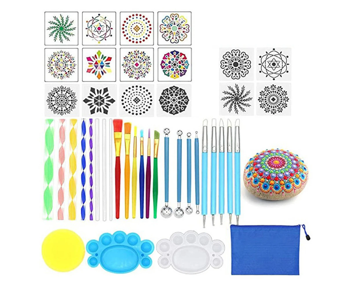 35 Pcs Mandala Dotting Tools Painting Kit Rock Dot Painting Kit For Nail Stone Mandala Arts Drawing Home Decor Activity,Style3