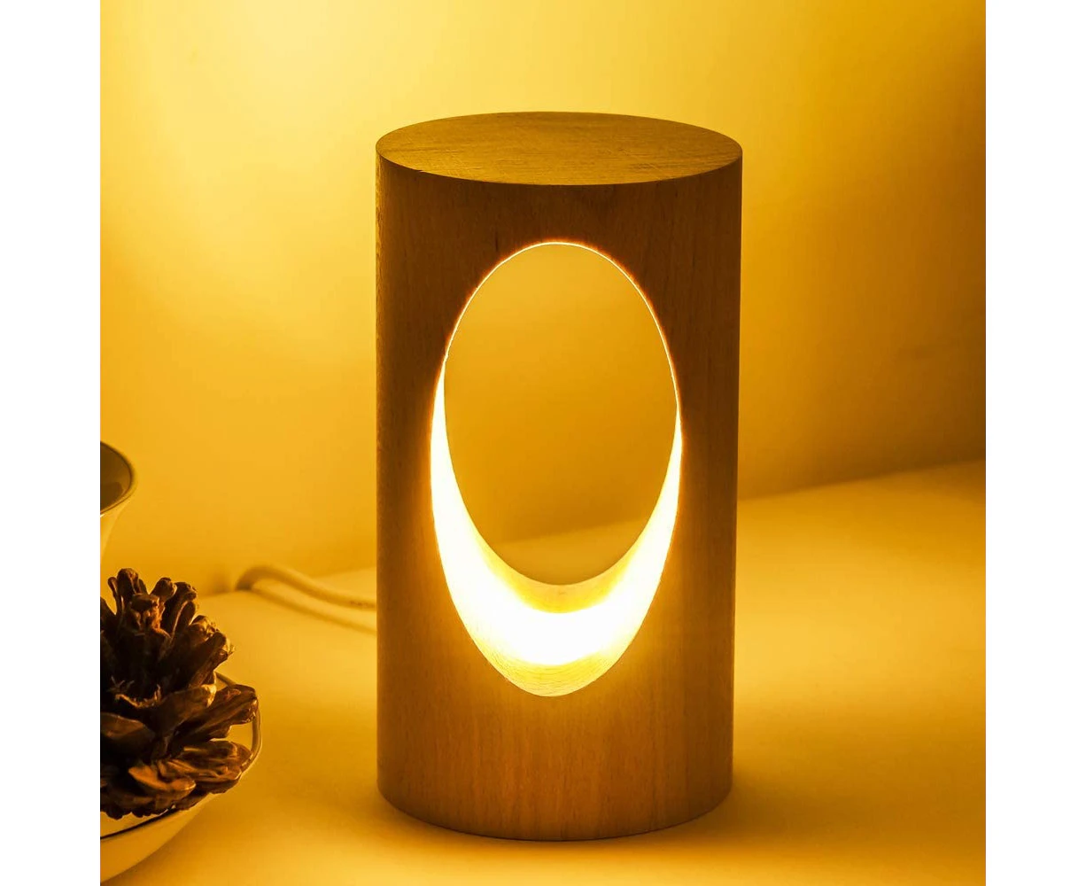 LED Wood Desk Lamp,Bedroom Bedside Night Light,Dimmable Led Lighting,Creative Home Decor