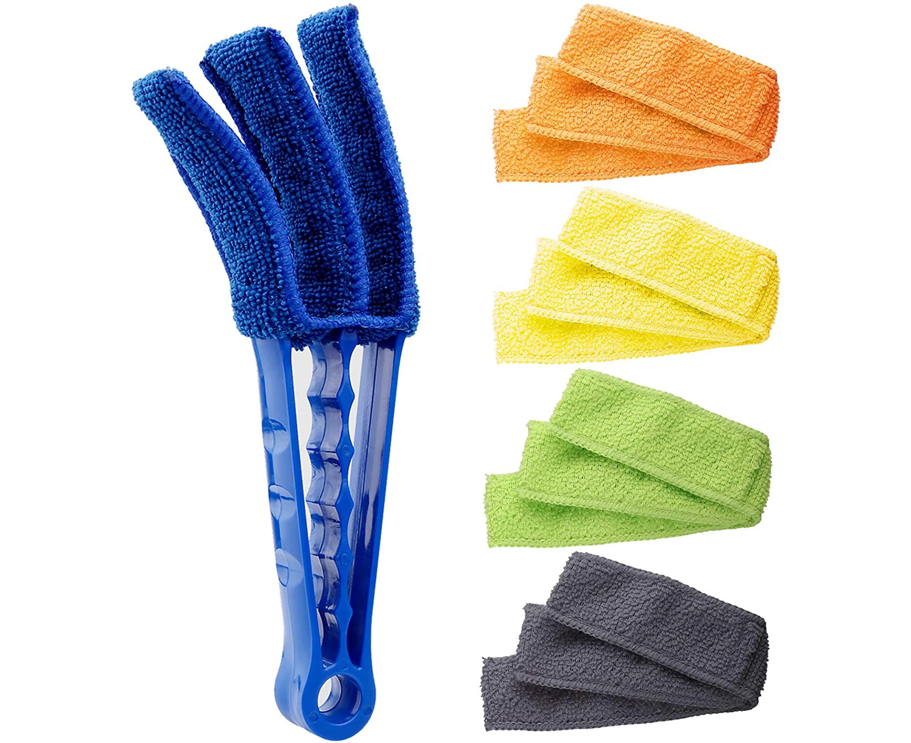 Window Curtain Duster Brush With 5 Microfiber Sleeves - Window Blind Cleaning Tools Air Conditioning Jalousie Dust