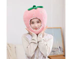 Strawberry Headgear Soft Cute Plush Cap Holiday Party Hair Accessories Photography Prop Headwear Cartoon Hat Cosplay Costume Accessories Party Favors-Pink