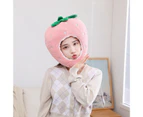 Strawberry Headgear Soft Cute Plush Cap Holiday Party Hair Accessories Photography Prop Headwear Cartoon Hat Cosplay Costume Accessories Party Favors-Pink