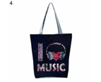 aerkesd Shoulder Bag Musical Note Large Capacity Cartoon Reusable Wear-resistant Shopping Bag for Vacation-4