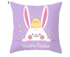 Bunny Easter Print Pillowcase Rabbit Sofa Cushion Protective Cover Decor Gift-#1