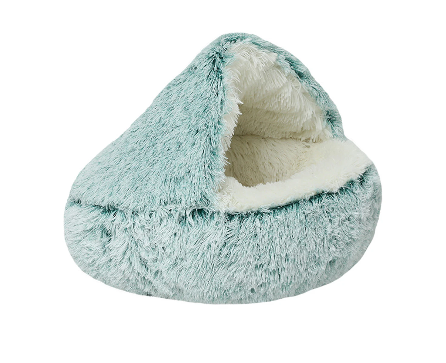 Calming Dog Beds & Cat Cave Bed with Hooded Cover, for Small Pets,Anti-Slip Faux Fur Fluffy Bed, Outer diameter 40cm.