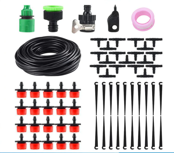 15m Drip Irrigation Kits,Distribution Tubing Plant Watering System DIY Saving Water Automatic Irrigation Equipment Set for Patio Lawn Garden Greenhous