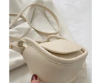 Bestjia Mini Top-Handle Bag Adjustable Strap Button Solid Color Square Ins Style Lipstick Purse Crossbody Bag for Daily Life - Beige