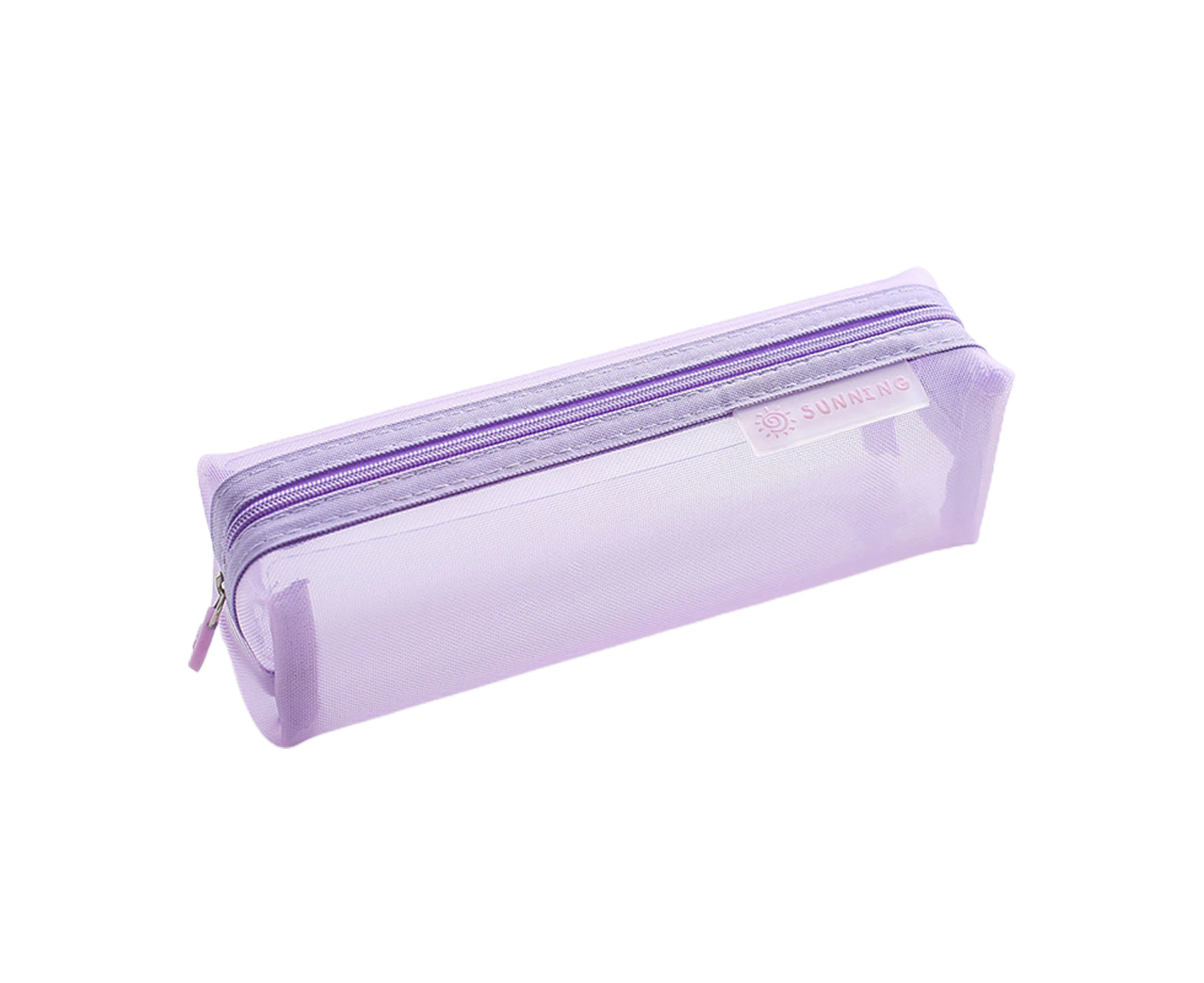 SunnyHouse Pen Bag Solid Color See-through Soft Mesh Design Stationery Bag for Office - Purple