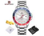 NAVIFORCE New Casual Watch For Men Stainless Steel Band Big Dial Quartz Male Watches with Luminous Pointers relogio masculino